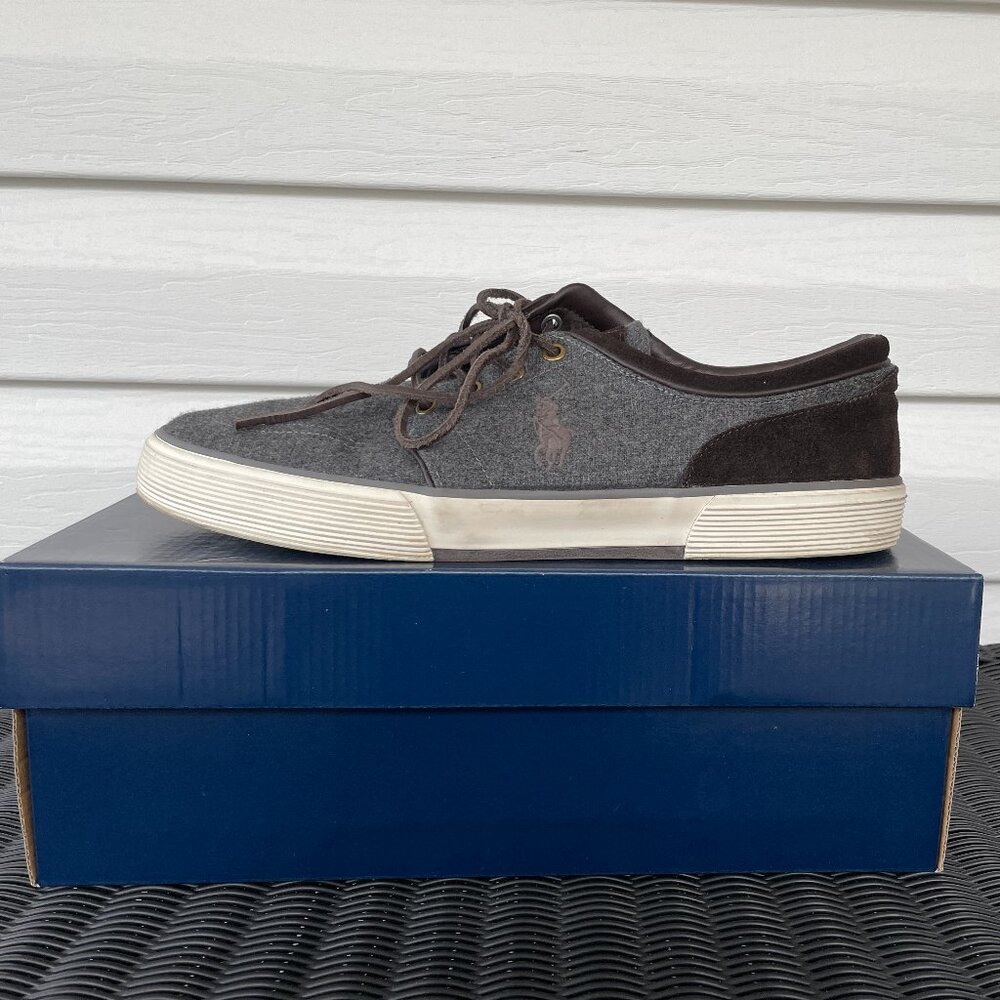 Men's Ralph Lauren Faxon Flannel-Suede Sneakers SIZE: 12 D